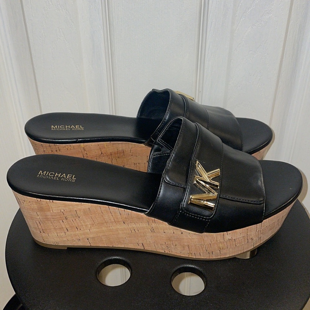 Michael Kors Black Wedge Sandals - Picture 3 of 6